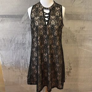 Black Lace Over Full Nude Lining Sz M Whimsigoth Dark Romantic Witchcore